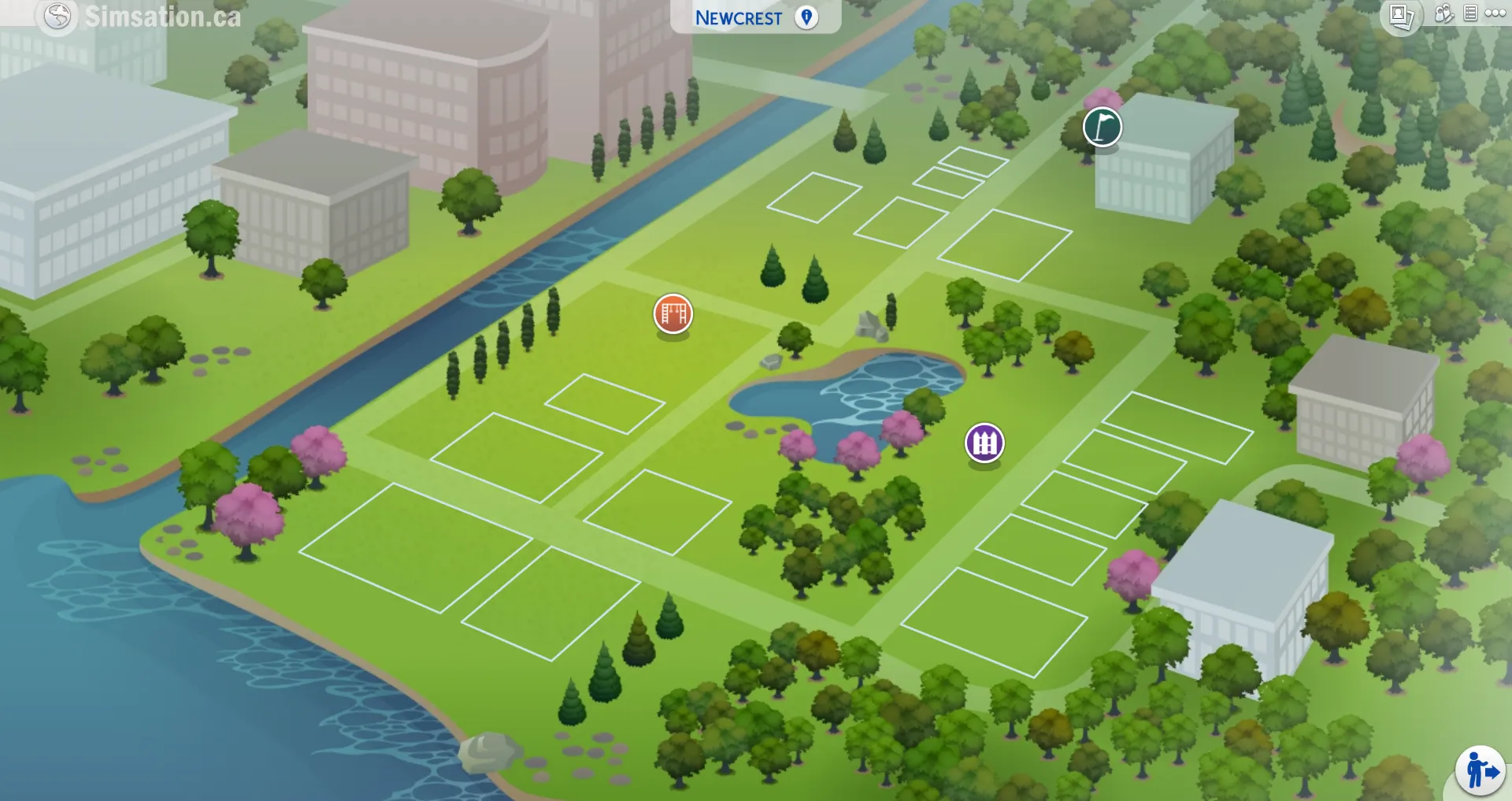 Unlabelled map of Newcrest showing bulldozed lots